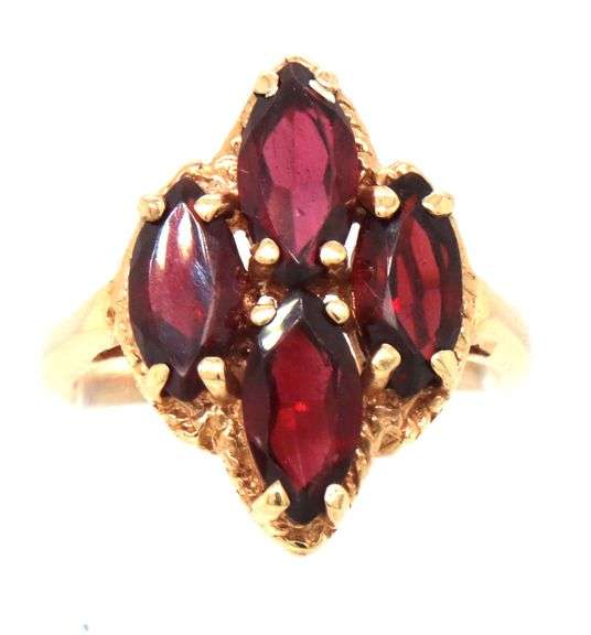 Tasteful 14k YG Marquie Garnet Cluster Ring