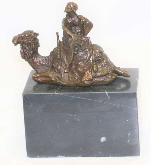 Arab Man Camel Rider Bronze Sculpture
