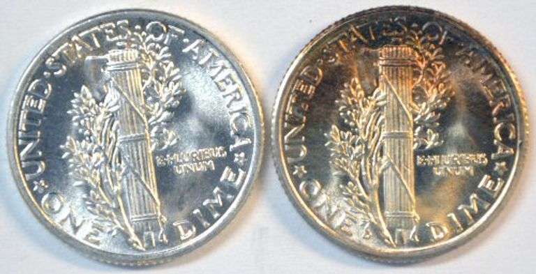Superb Gem BU 1939-P & 1939-D Mercury Dimes. Gem BU FSB