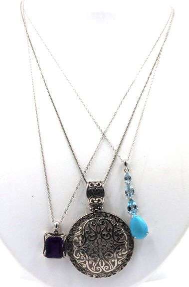 Group lot of 3 Vintage 925 sterling silver necklaces