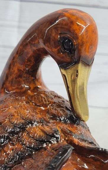 Standing Duck Brass Cold Painted Bird Sculpture