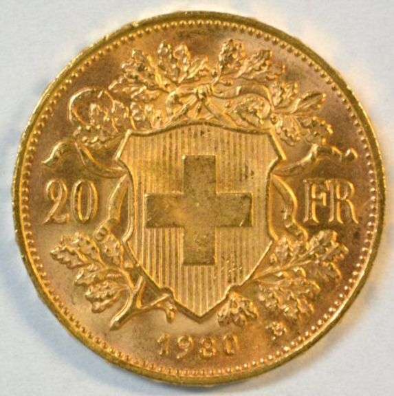 Superb Gem BU 1930 Swiss 20 Francs Gold Piece