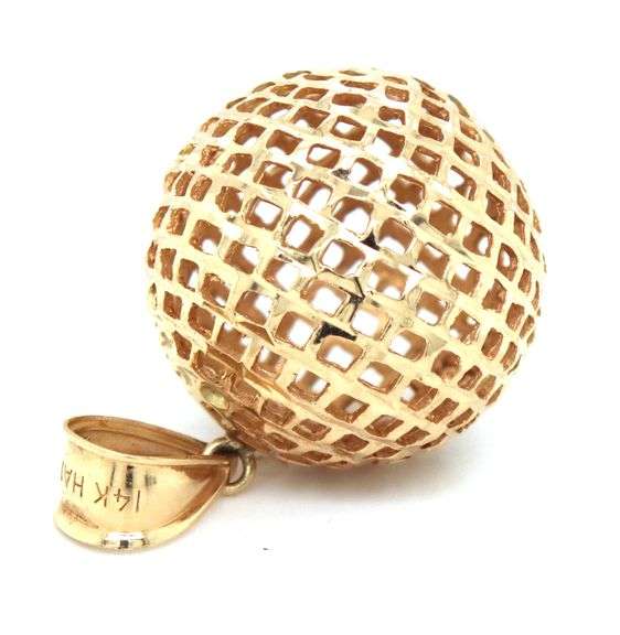 Fun 14K YG Pierced Sphere Pendant