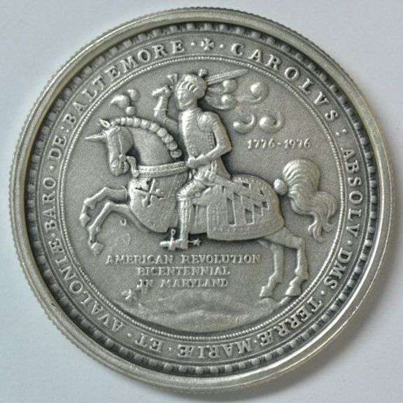 American Revolution Bicentennial Sterling Silver Medallion of Maryland