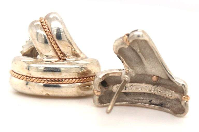 Tiffany & Co V rope accent crossover earrings