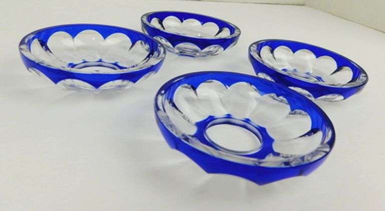 4 Cut to Clear Crystal Cobalt Bobeches