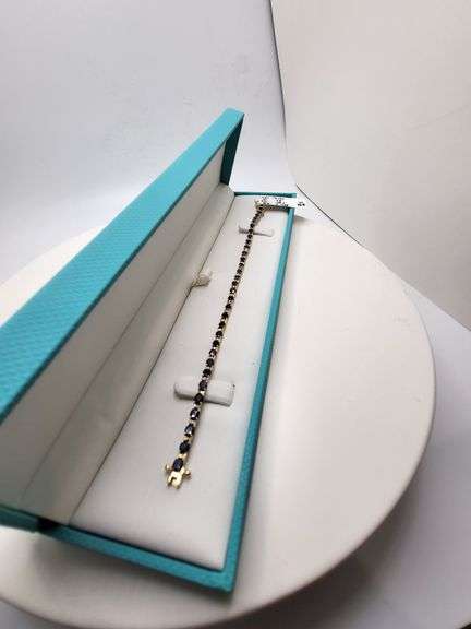 Certified 14k Gold Sapphire Bracelet with Diamond Accents