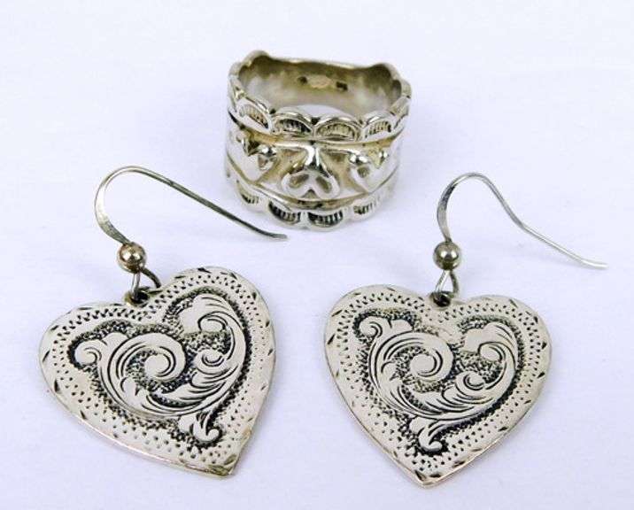 Carolyn Pollack Sterling Heart Earrings & Ring
