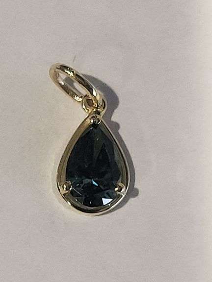 Certified Yellow Gold Blue Lab Diamond Pendant