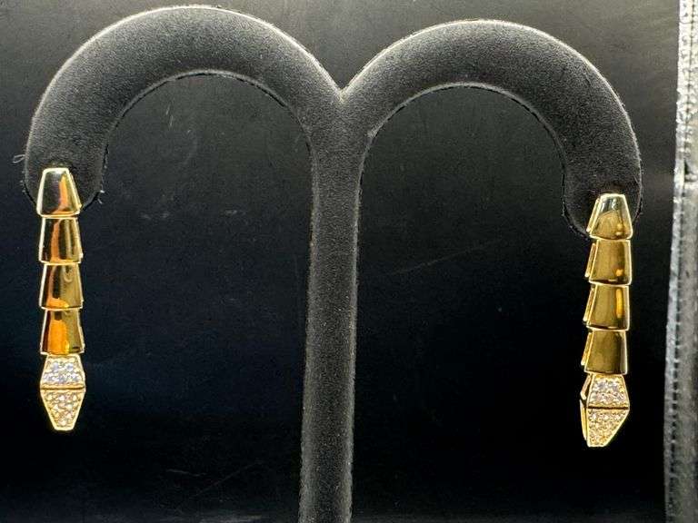 18K GOLD SERPENTI VIPER INSPIRED NECKLACE EARRINGS SET SWAROVSKI