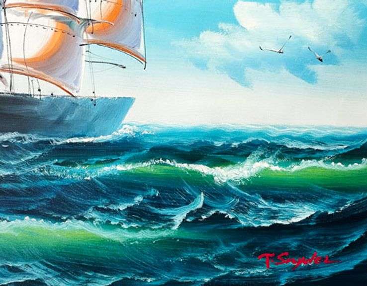 BEAUTIFUL SALING SHIP PAINTING ON CANVAS