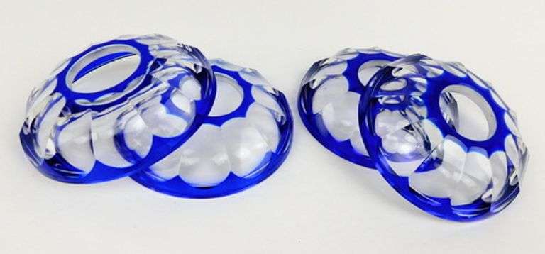 4 Cut to Clear Crystal Cobalt Bobeches