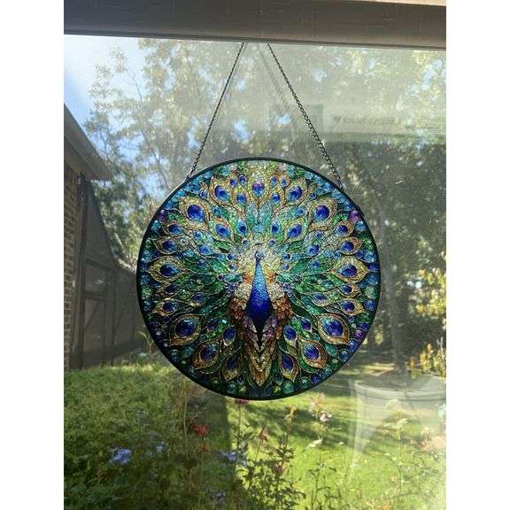Peacock Stained Glass Suncatcher