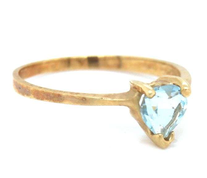 Sweet Estate 14K YG Heart Shaped Aquamarine Ring