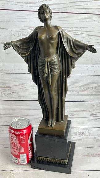 Art Nouveau Nude Woman Awakening Bronze Sculpture
