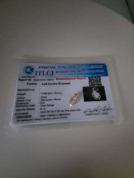 Certified Yellow Gold Lab Diamond Pendant