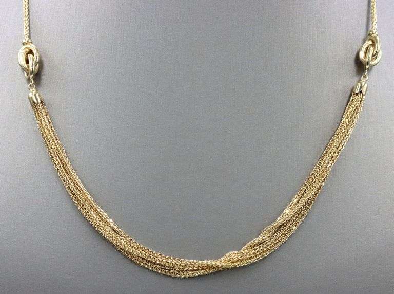 10kt Yellow gold multi layer chain wheat chain necklace