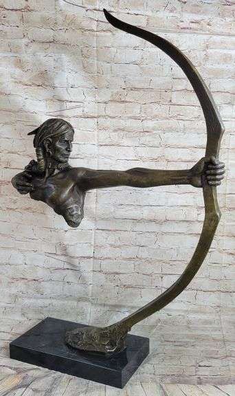 Archer Indian Warrior Bronze Sculpture