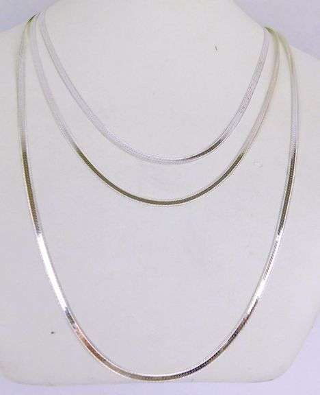 3 Graduated Italian Sterling Herringbone Chains