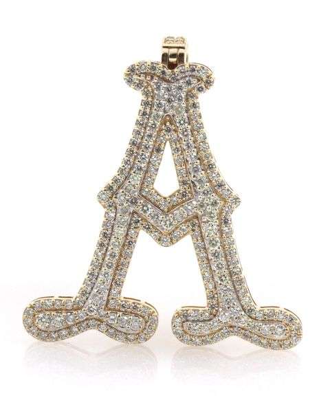 10kt Yellow gold 1.45ctw diamond Initial A pendant