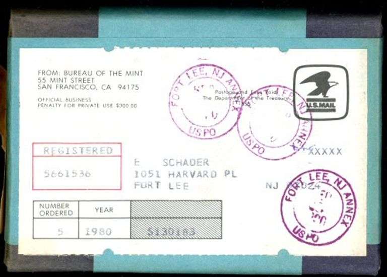 5 1980 US Proof Sets in Sealed Shipping Box