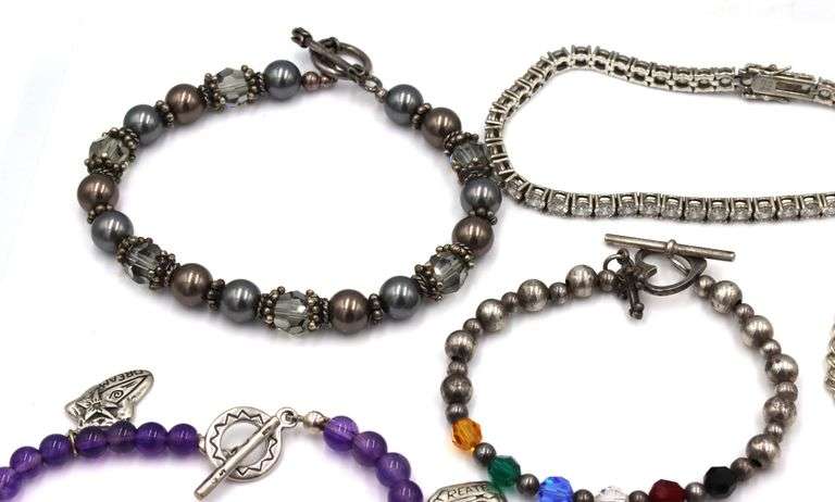 Group lot of 11 Vintage 925 sterling silver bracelets
