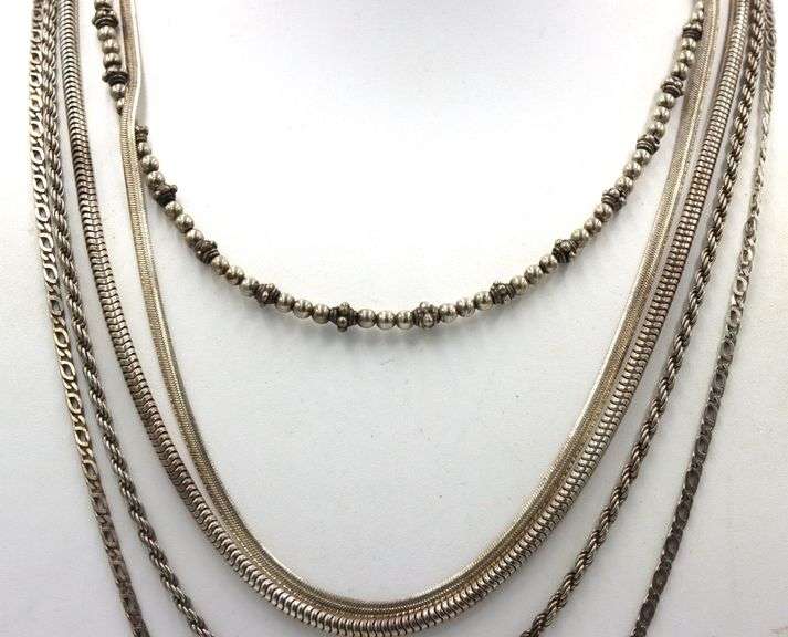 Group lot of 5 Vintage 925 sterling silver chains