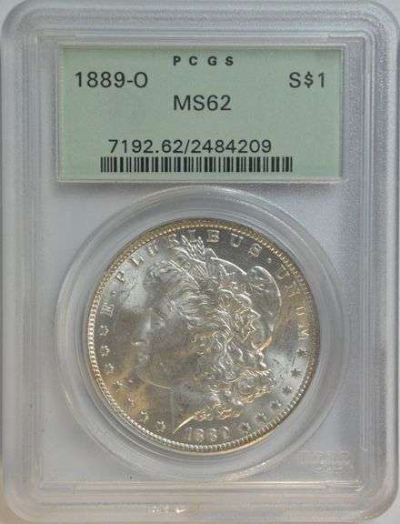 Choice BU 1889-O Morgan Silver Dollar. Old Green Label PCGS MS62