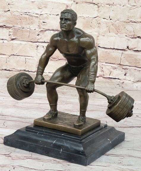 Power Weightlifters Sport Memorabilia Bronze Figure