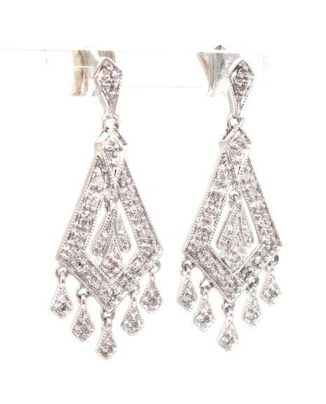 10kt White gold diamond chandelier dangle earrings