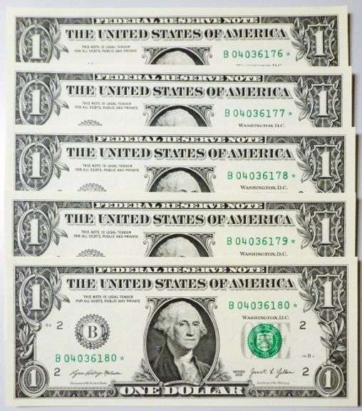 (10) Superb Crisp $1 2021 Star Replacement Notes N.Y.-Consecutive!