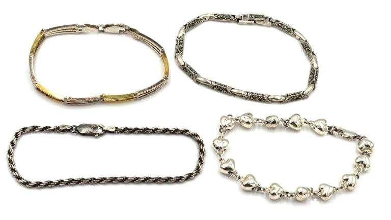 Group lot of Vintage 925 sterling silver 4 bracelets