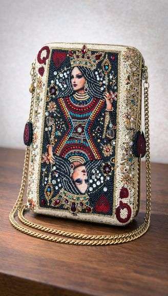 Queen of Hearts Beaded Mini Crossbody Bag