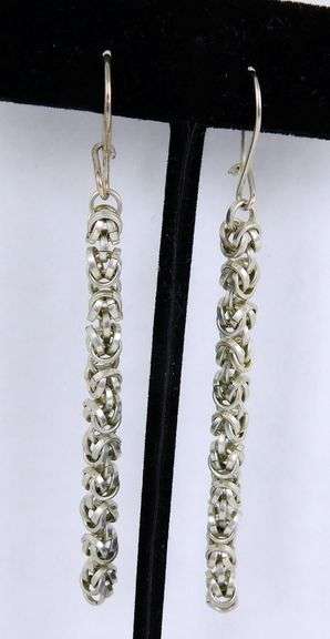 3 Pairs of Long Sterling Silver Earrings