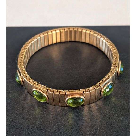 Pierre Lorren 24k Gold Plated Swarovski Peridot Bracelet