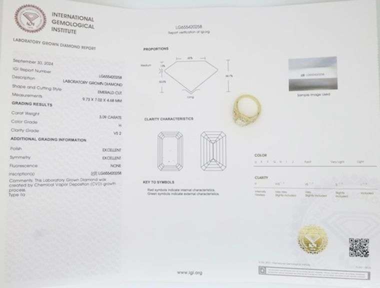 4.59CTW Emerald Cut Halo Diamond Ring in Yellow Gold