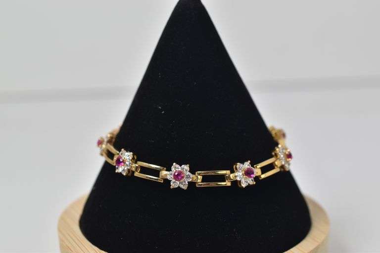 Vermeil Sterling Silver CZ Gemstone Bracelet