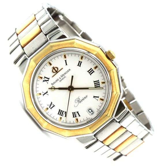 Baume & Mercier Rivera two tone watch with Roman Numeral dial