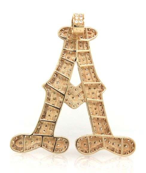 10kt Yellow gold 1.45ctw diamond Initial A pendant