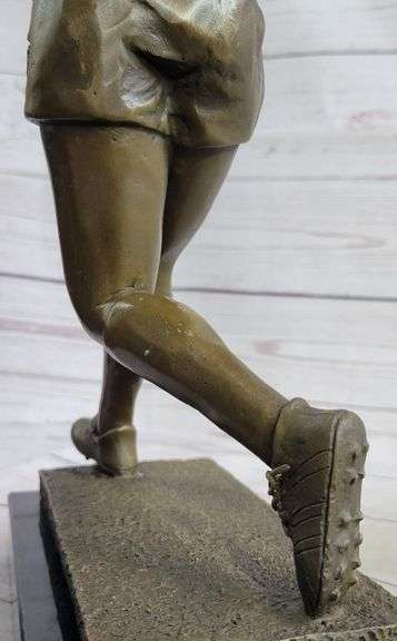 Hot Cast Rugged Rugby Player Bronze Sculpture Marble Base Statue Figure