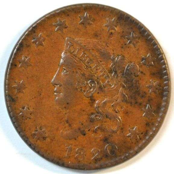 Original Chestnut Brown Uncirculated 1820 Coronet Large Cent