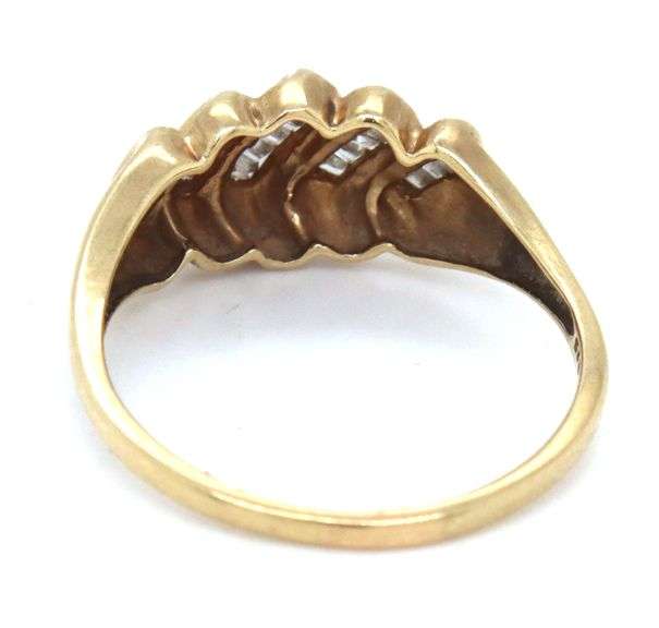 Estate 10K YG Dome Ring with Channel Set Diamonds