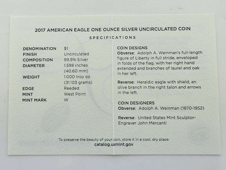 2017-W Burnished American Silver Eagle, OGP