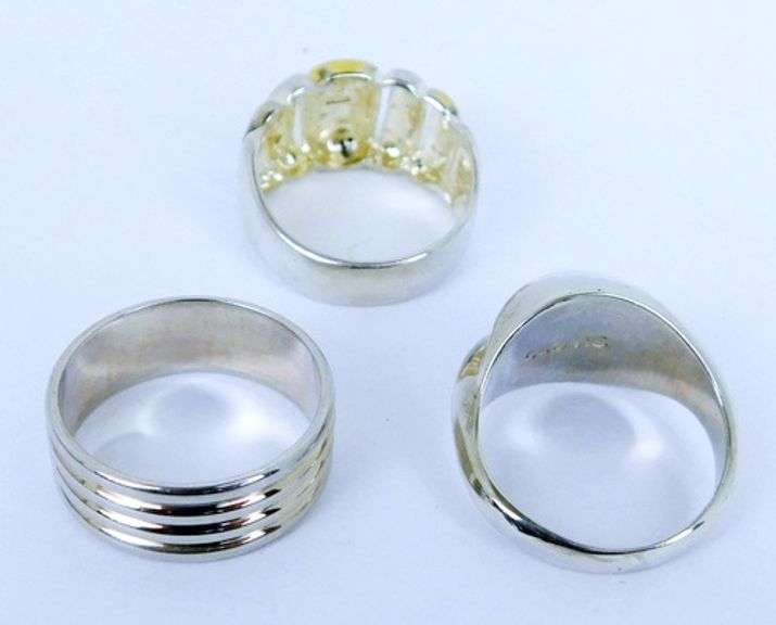 3 Fine Quality Sterling Silver Rings, Size 8