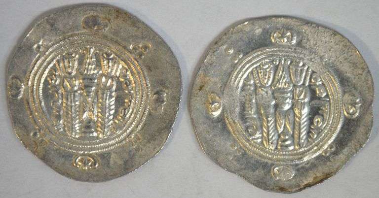 2 Scarce Mint State Tabaristan Silver Hemidrachma, 740-793 AD