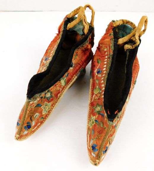 19th Century Child's Chinese Silk Lotus Shoes, Foot Bindings