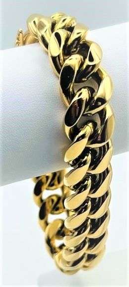 Huge Gold Plated 86.2 Gram Cuban Curb Link Bracelet