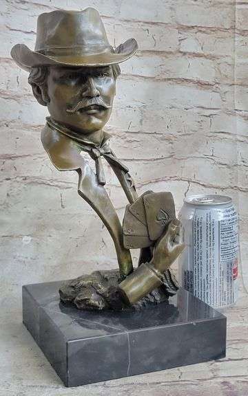 Gambler Cards Casino Game Room Decor Bronze Statue