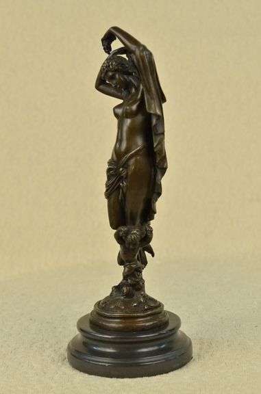 Nude Lady with Angel Bronze Statue