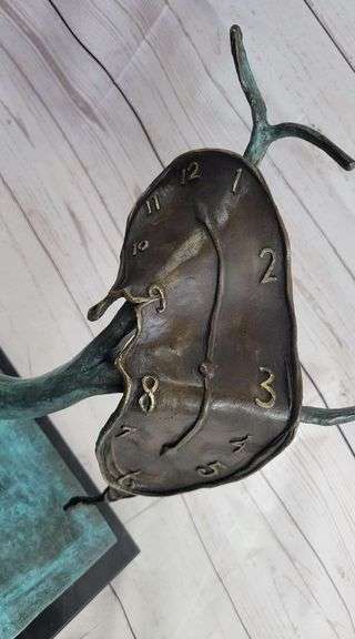 Melting Clock Bronze Figurine